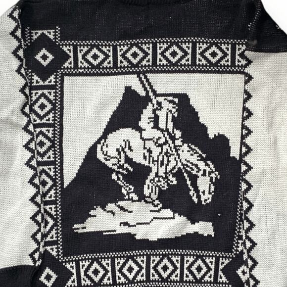 Vintage 1980s Miller Outerwear End of the Trail Sweater XL Black White Native - Picture 2 of 7